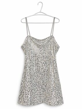 Divided Silver Sequin Mini Party Dress – Size XL EUC